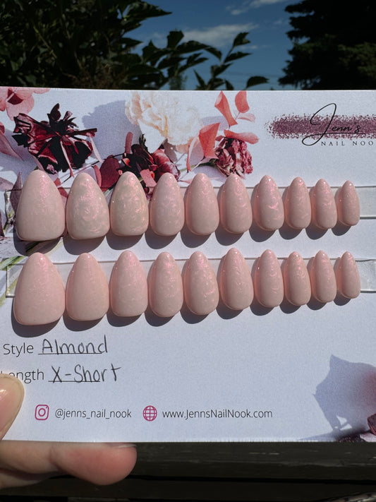 Pink Shimmer Swirl (XS Almond)